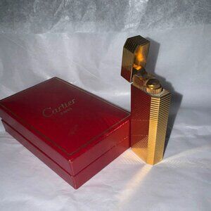 Cartier Gold Textured Lighter with Case  Made in France